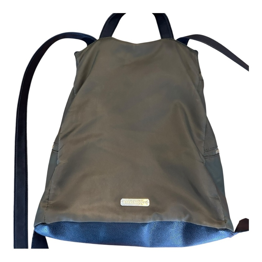 Steve Madden Nylon and Faux Leather Trim Spencer Backpack in Olive Green & Black - Picture 4 of 15